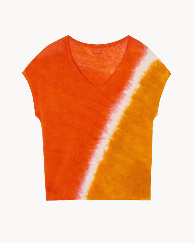T-Shirt Yasmina Bicolor fluorescent orange - Image principale