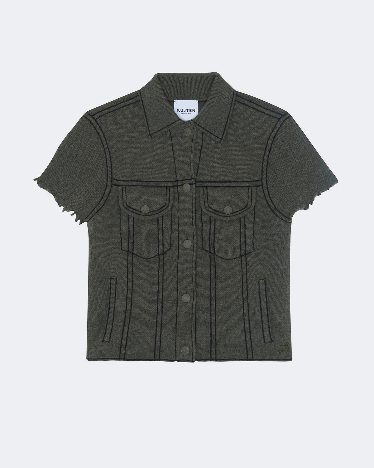 Veste en cachemire kaki pour femme - Kujten packshot
