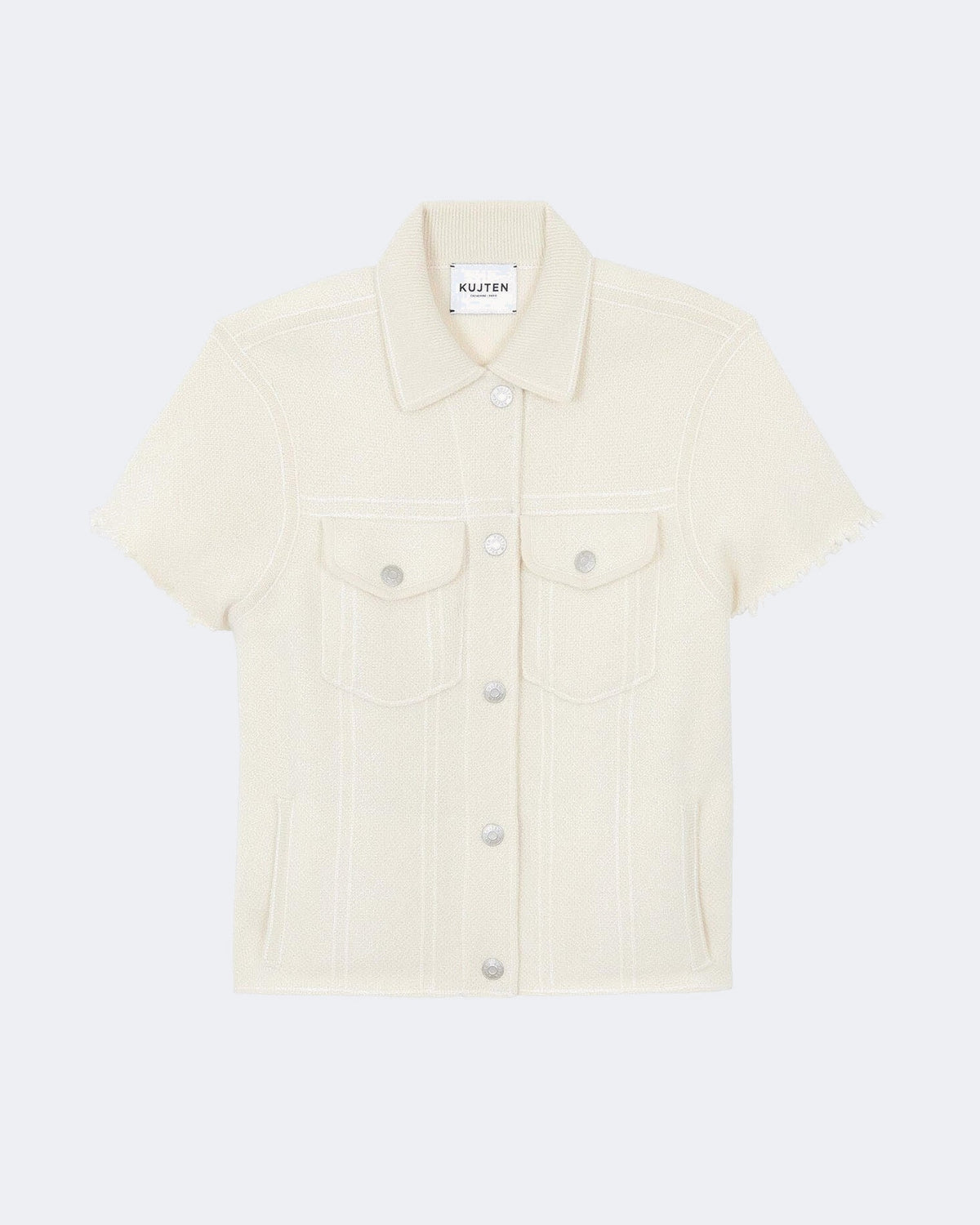 Veste en cachemire blanc pour femme - Kujten packshot