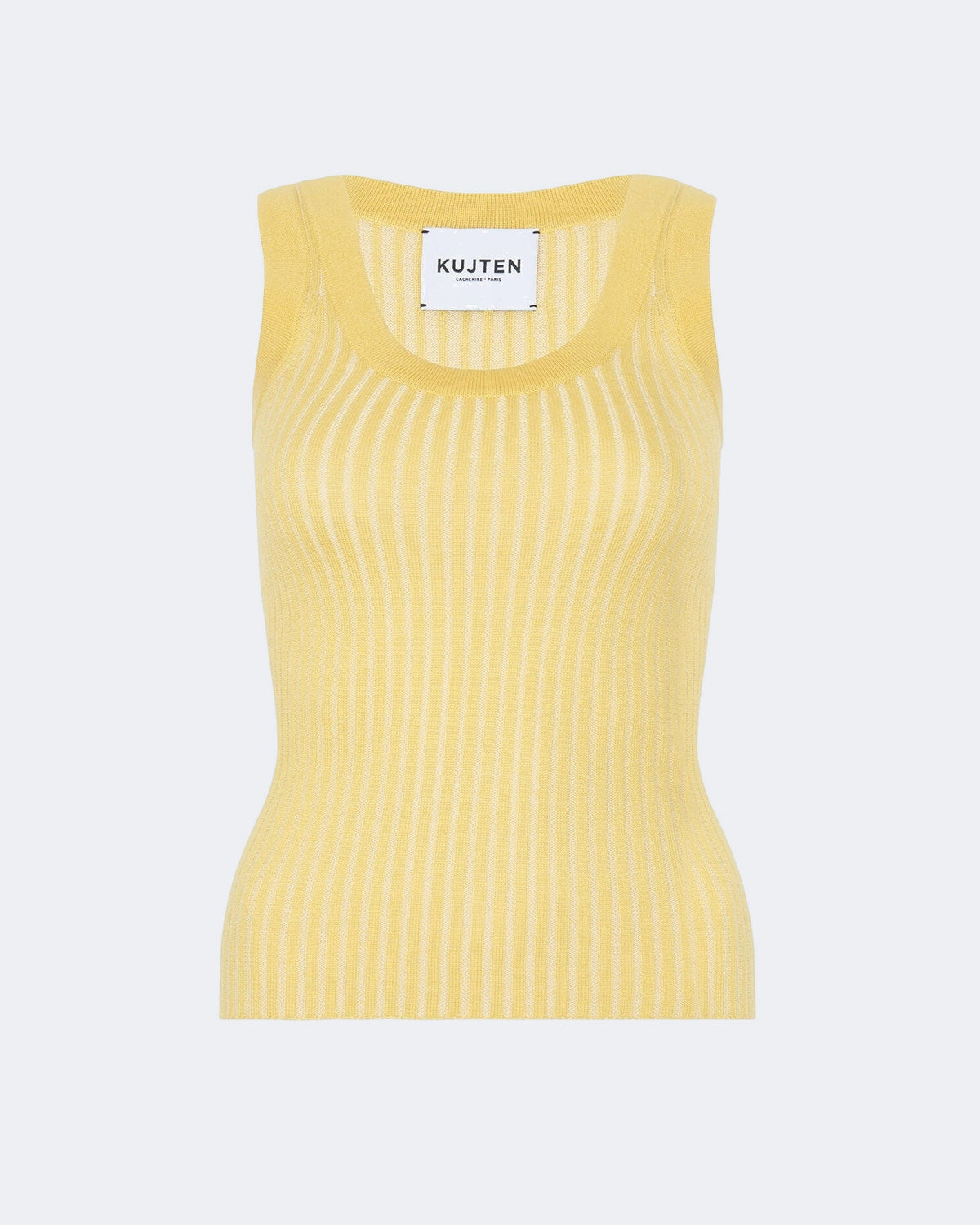 Top en cachemire & soie jaune pour femme - Kujten packshot