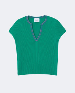 Top en cachemire & soie vert pour femme - Kujten packshot