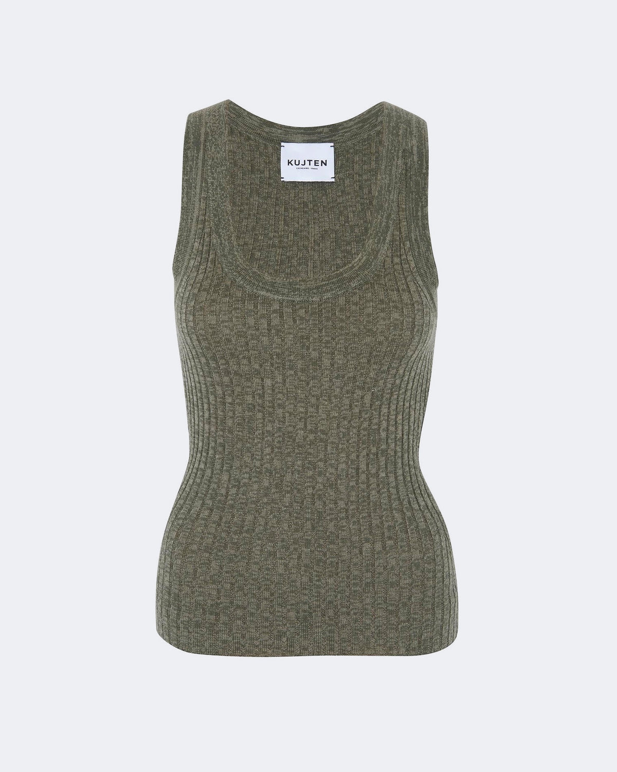 Top en cachemire & soie kaki pour femme - Kujten packshot