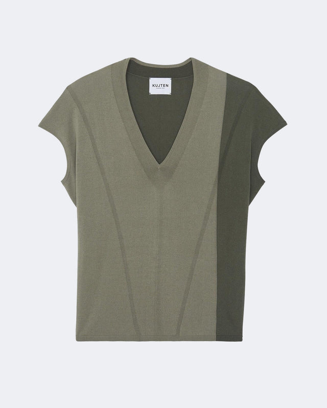 Top Julian Colorblock marl khaki - Image principale
