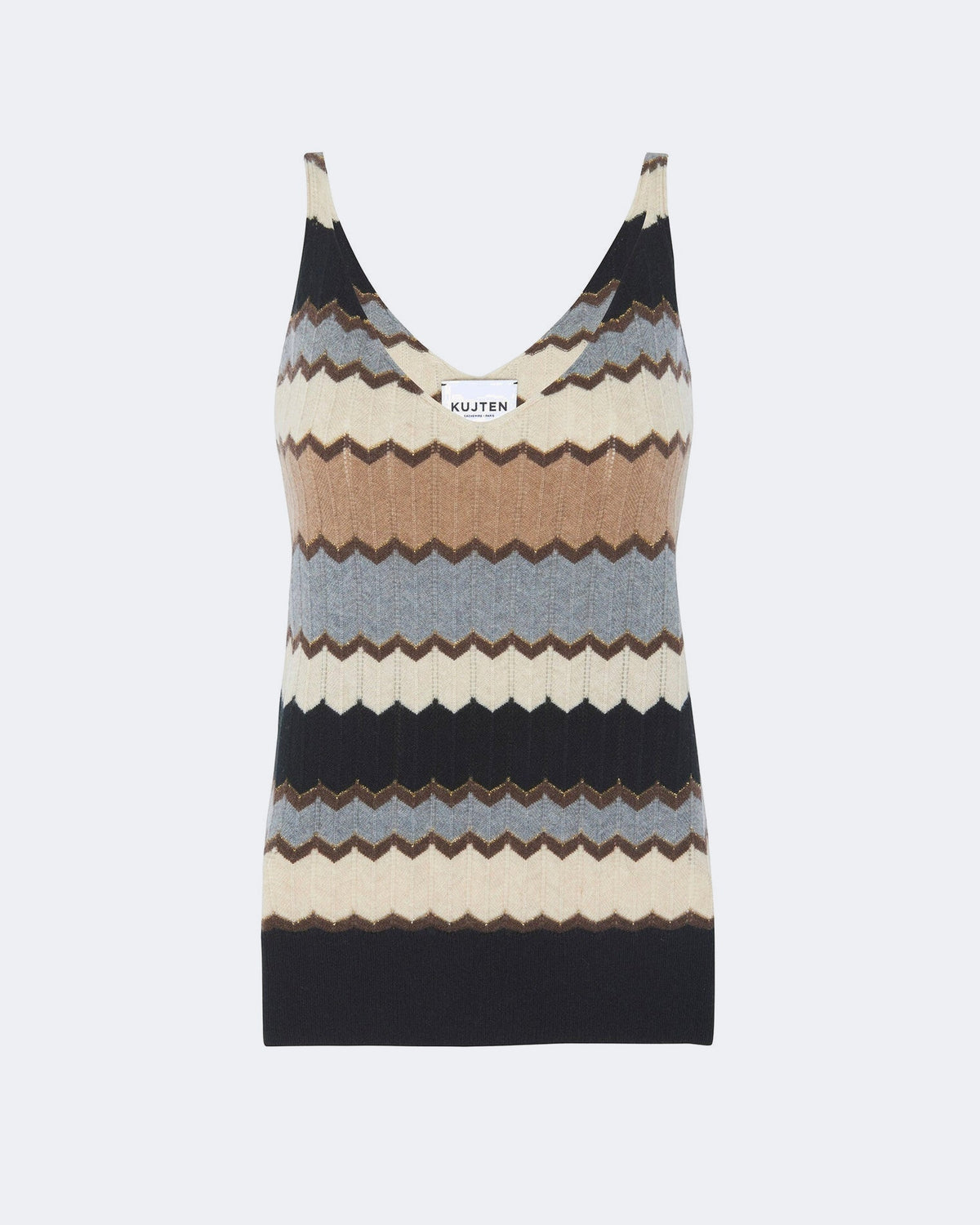 Top en cachemire et lurex camel pour femme - Kujten packshot