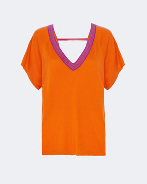 Top en cachemire & soie orange pour femme - Kujten packshot