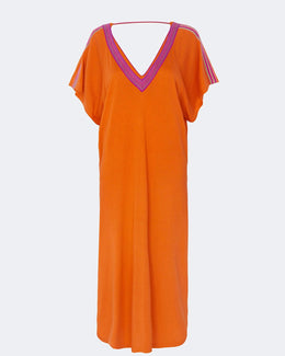 Robe en cachemire & soie orange pour femme - Kujten packshot
