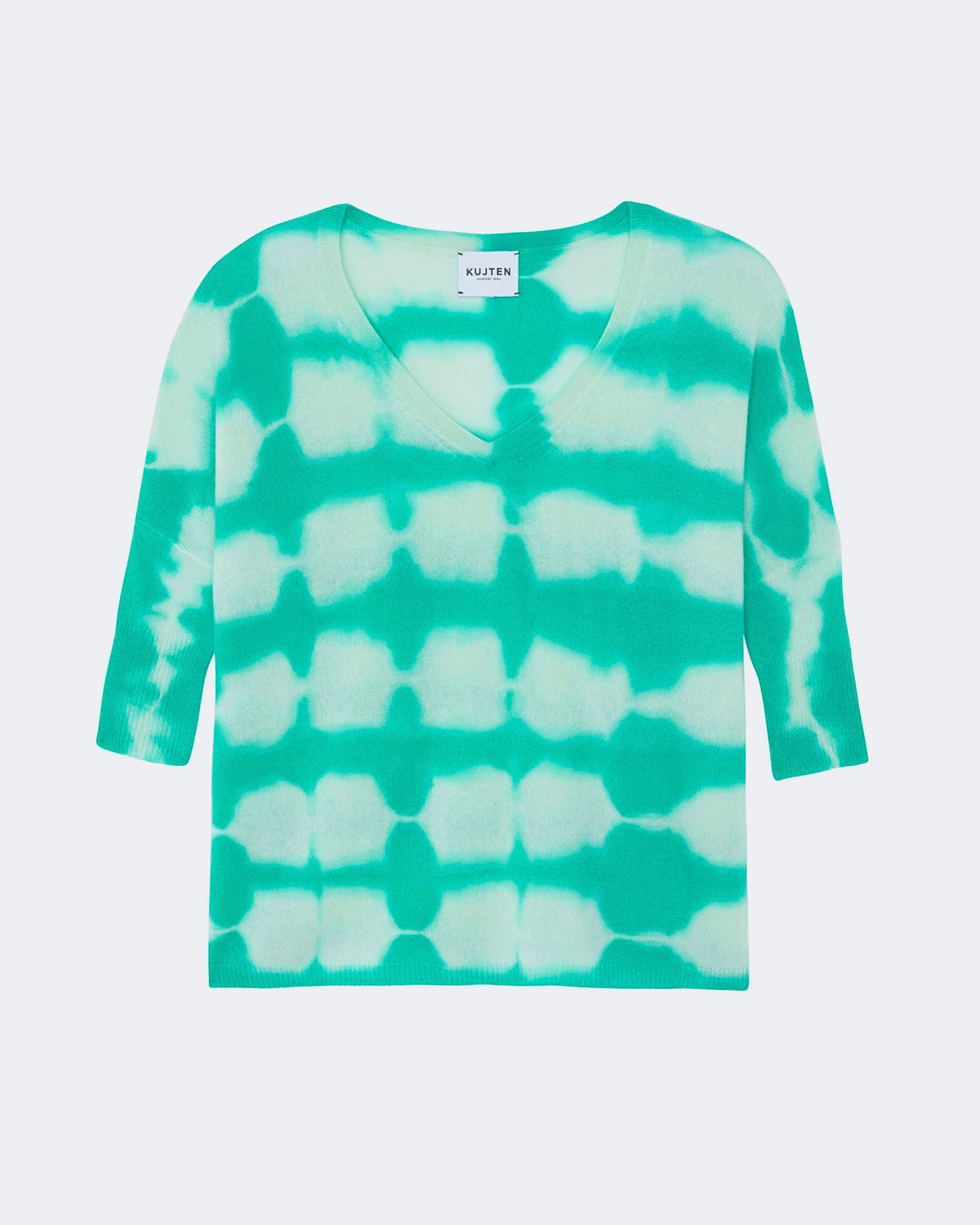 Pull minie stripe dye cachemire vert - Kujten packshot