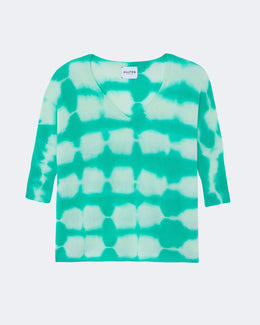Pull minie stripe dye cachemire vert - Kujten packshot
