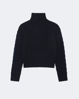 Pull en cachemire bleu pour femme - Kujten packshot