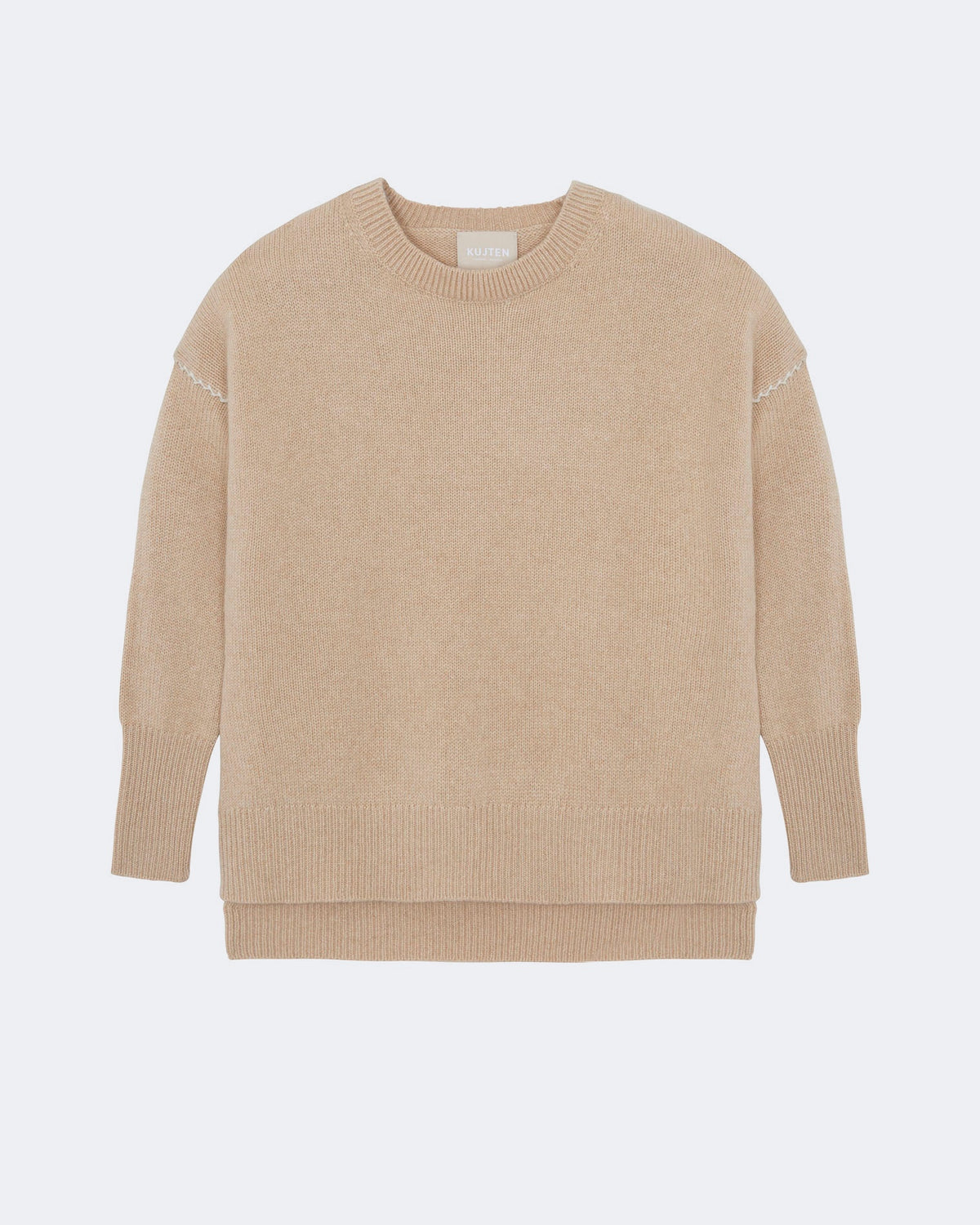 Pull en cachemire blanc et beige pour femme - Kujten packshot