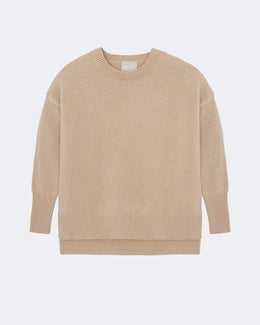 Pull en cachemire blanc et beige pour femme - Kujten packshot