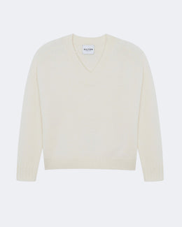 Pull en cachemire blanc pour femme - Kujten packshot