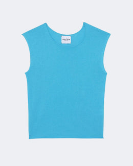 Top en cachemire & soie bleu pour femme - Kujten packshot