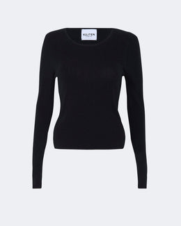 Pull en cachemire & soie noir pour femme - Kujten packshot