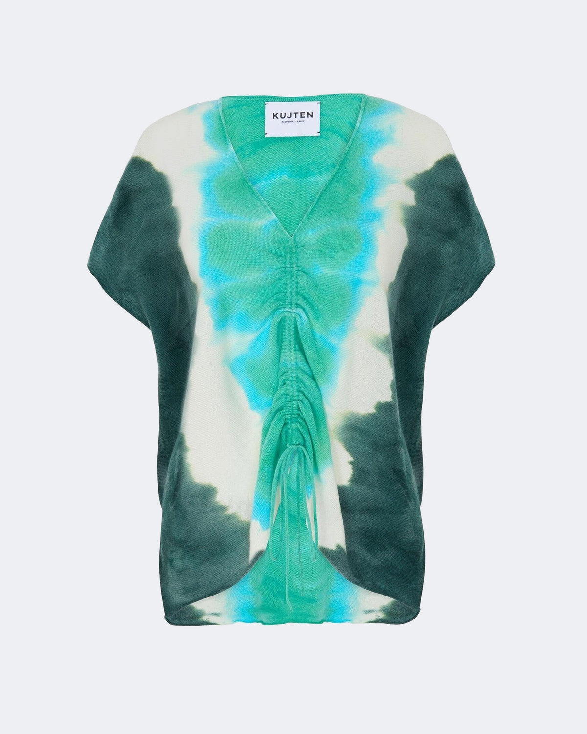 Top en cachemire vert pour femme - Kujten packshot