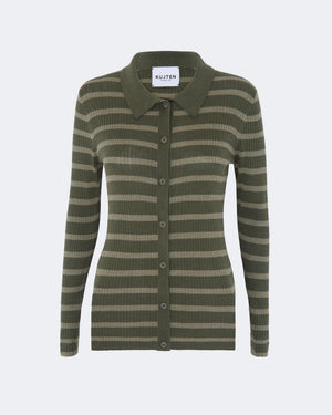 Gilet en cachemire & soie kaki pour femme - Kujten packshot