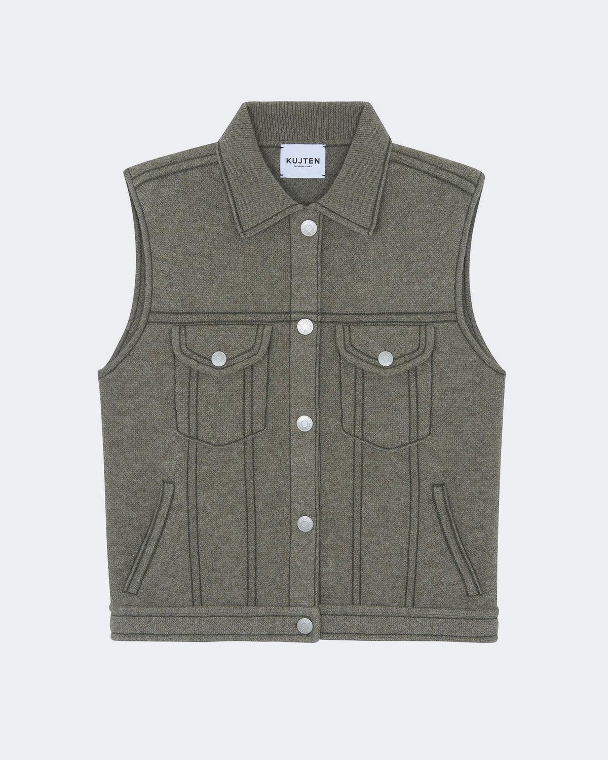 Veste en cachemire kaki pour femme - Kujten packshot