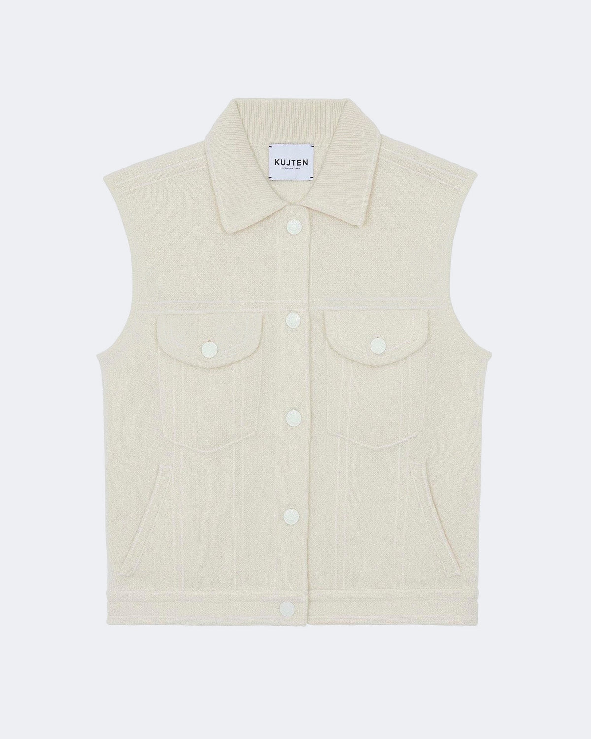 Veste en cachemire blanc pour femme - Kujten packshot