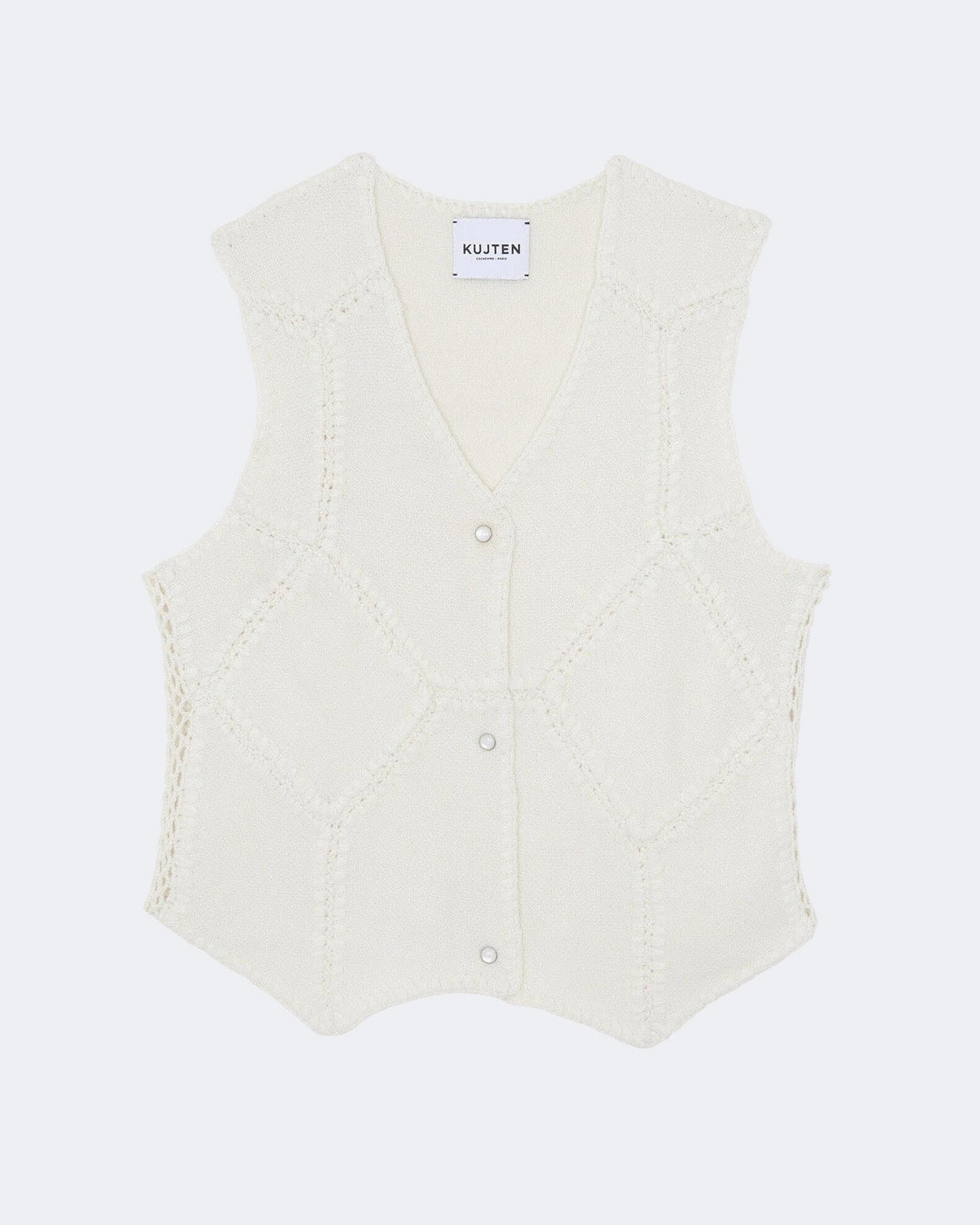 Gilet en cachemire blanc pour femme - Kujten packshot