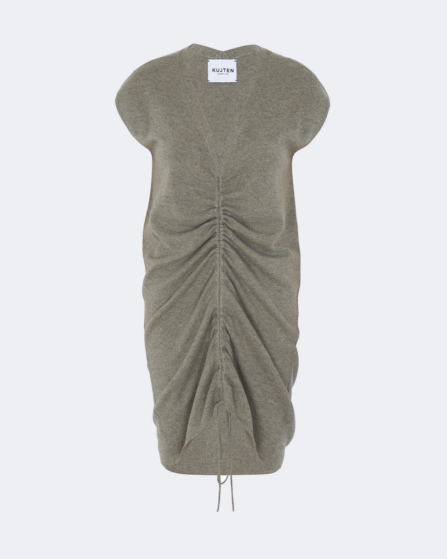 Robe en cachemire kaki pour femme - Kujten packshot
