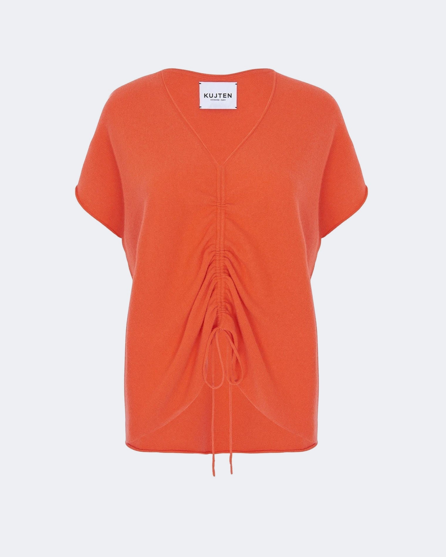 Top en cachemire orange pour femme - Kujten packshot