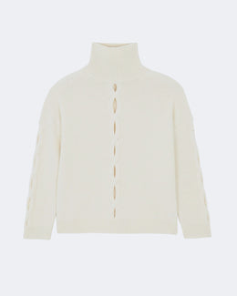 Pull en cachemire blanc pour femme - Kujten packshot