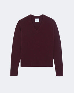 Pull en cachemire bordeaux pour femme - Kujten packshot