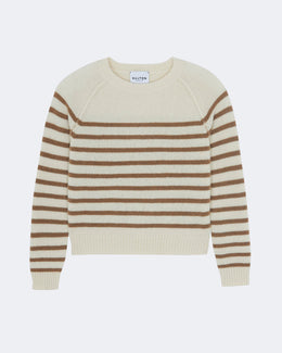 Pull en cachemire blanc et camel pour femme - Kujten packshot
