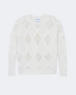 Pull en cachemire blanc pour femme - Kujten packshot