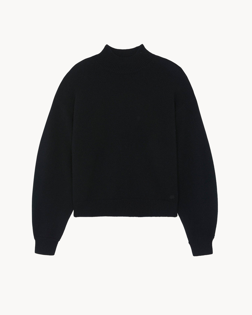 Black Chimney Neck Cashmere Sweater Kujten Cashmere