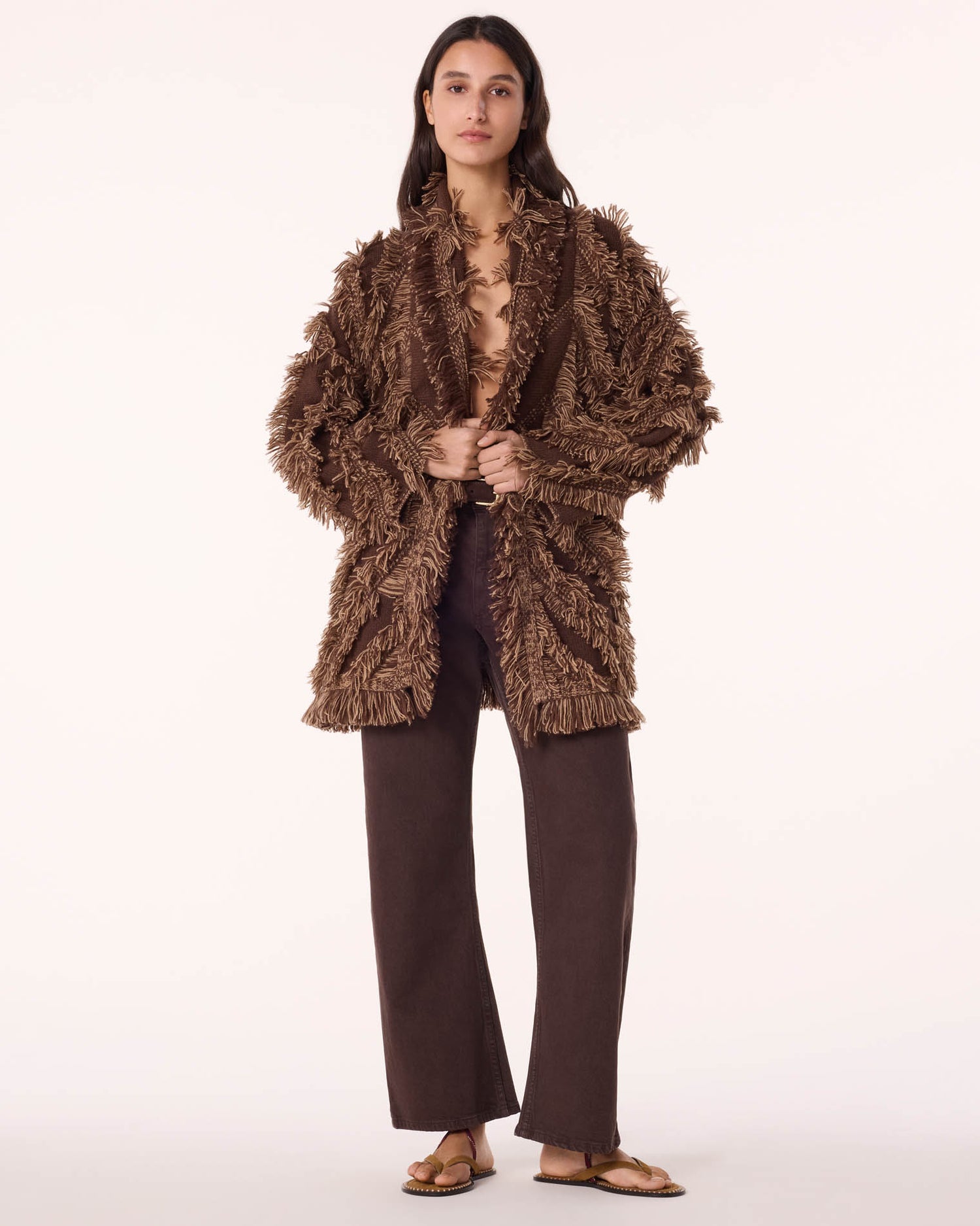 Veste en cachemire marron pour femme - Kujten