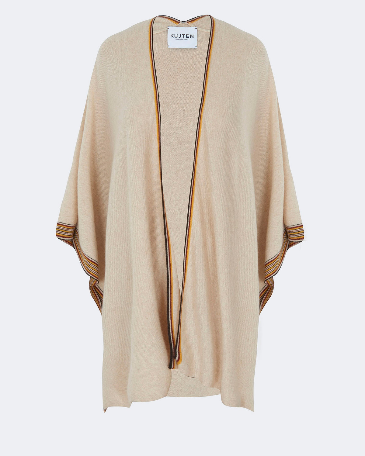 Cape en cachemire beige pour femme - Kujten packshot