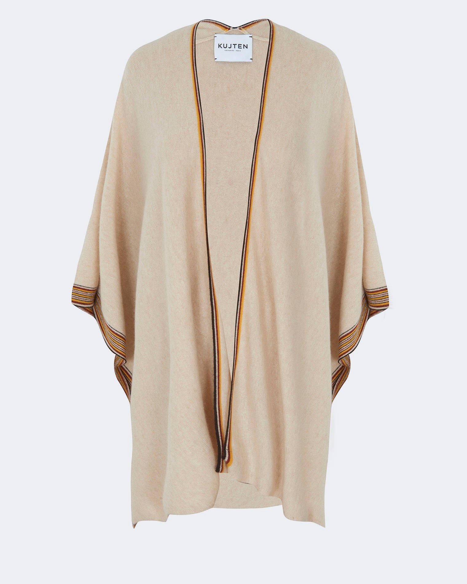 Cape en cachemire beige pour femme - Kujten packshot