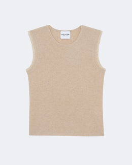 Top en cachemire beige pour femme - Kujten packshot