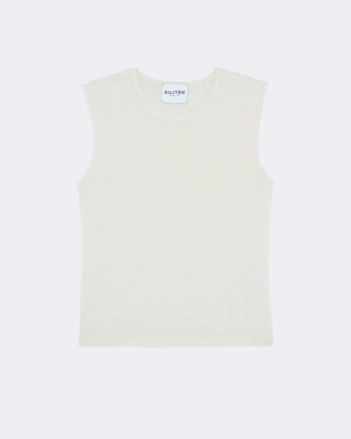 Top en cachemire blanc pour femme - Kujten packshot