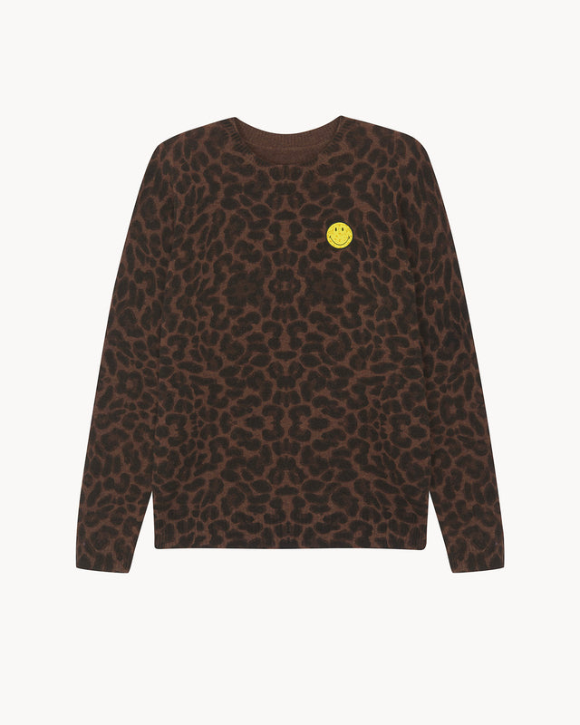 Pull Dorita Leo Smiley marron épice léoprint - Image principale