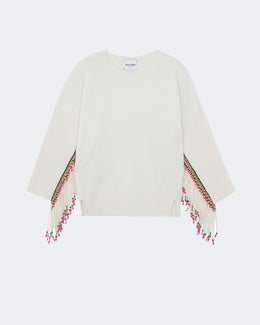 Pull en cachemire blanc pour femme - Kujten packshot