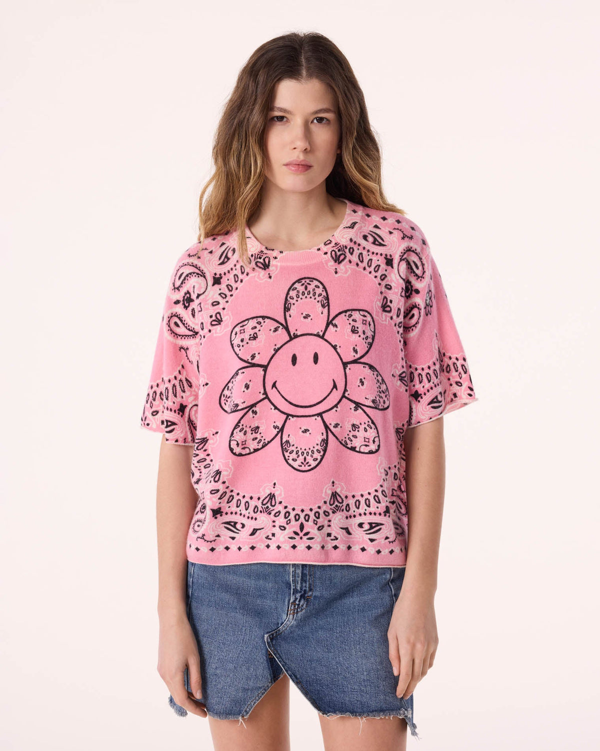 T-shirt tee flower bico rose - Kujten