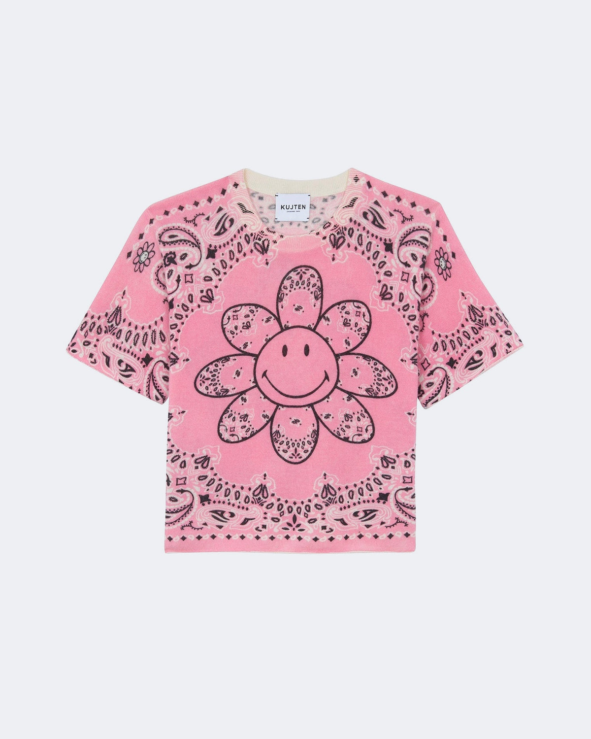 T-shirt tee flower bico rose imprimé - Kujten packshot