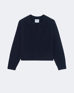 Pull en cachemire bleu pour femme - Kujten packshot