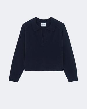 Pull en cachemire bleu pour femme - Kujten packshot
