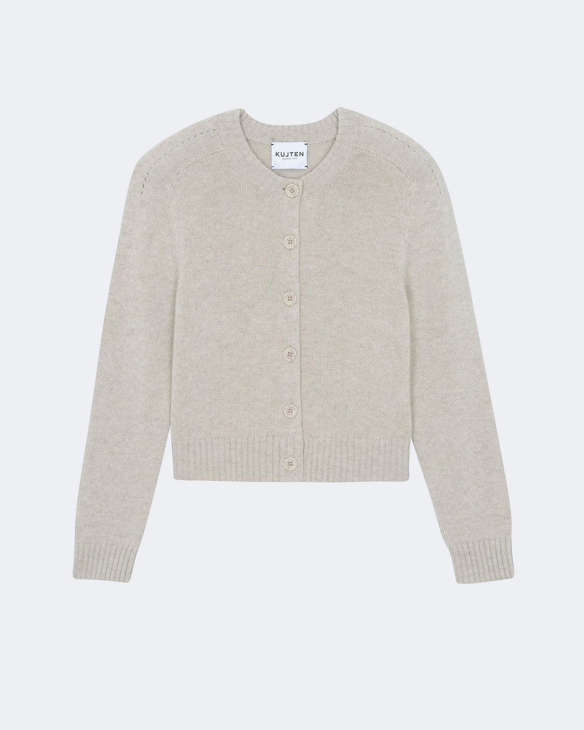 Gilet en cachemire blanc beige pour femme - Kujten packshot