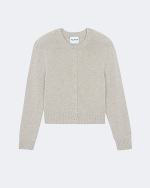Gilet en cachemire blanc beige pour femme - Kujten packshot