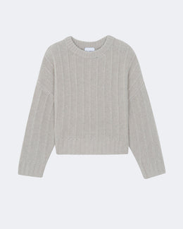 Pull en cachemire blanc et beige pour femme - Kujten packshot