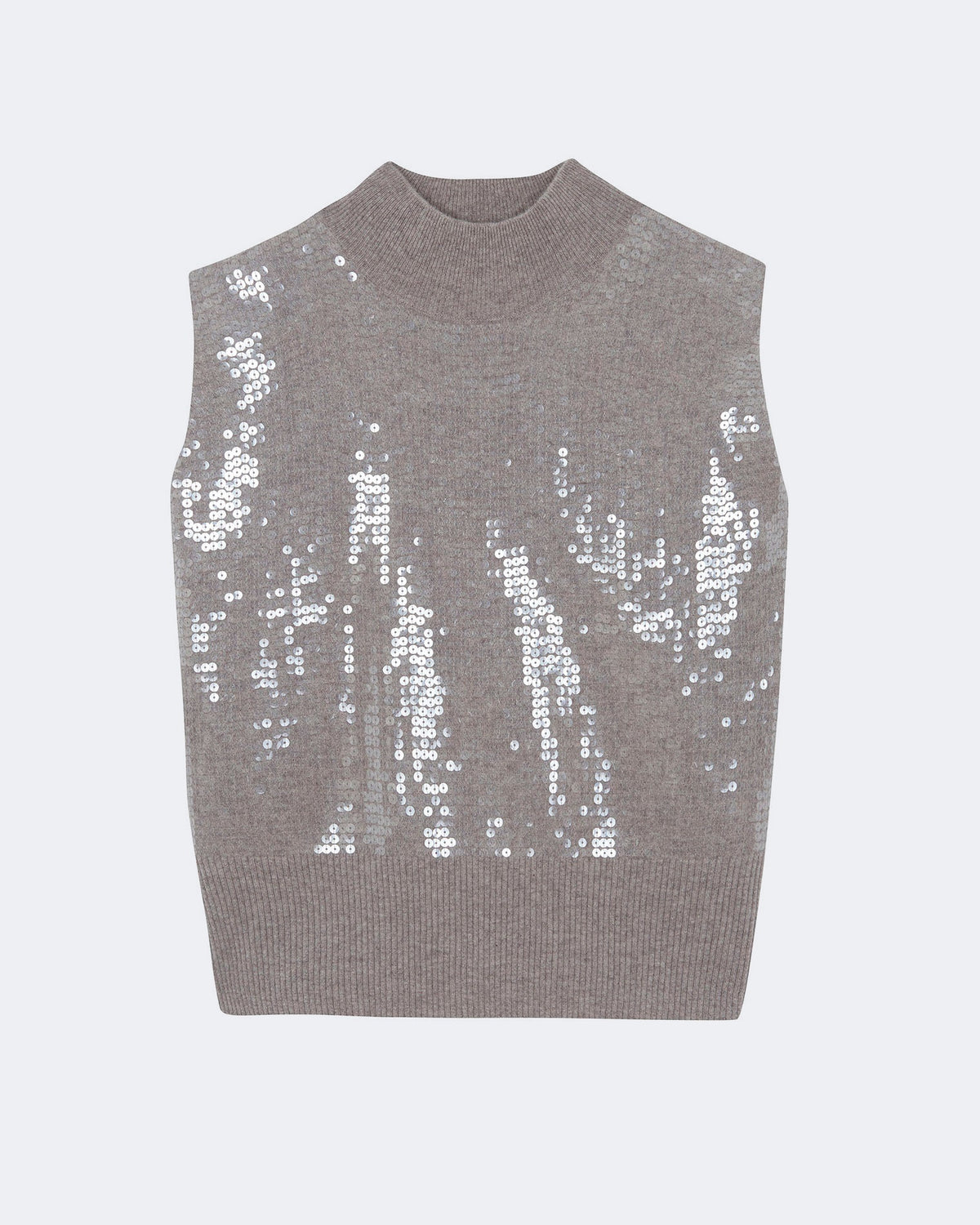 Pull debardeur divine sequins tricotage jersey beige - Kujten packshot