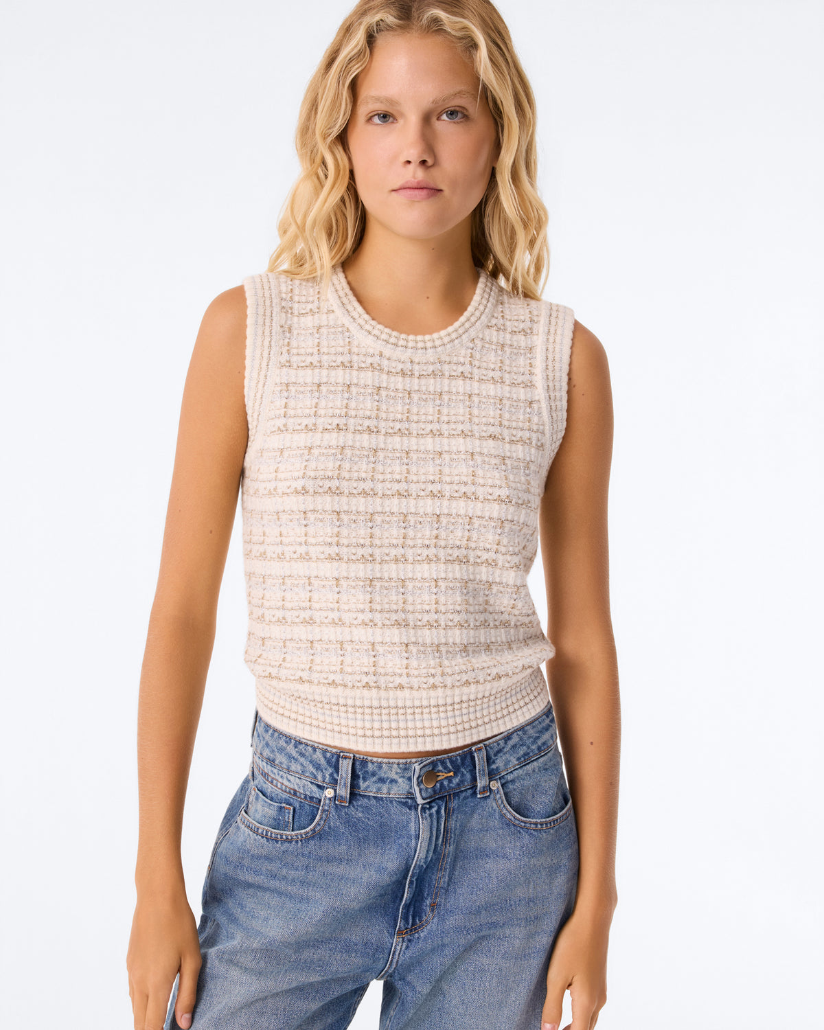 Top Gia Tweed blanc