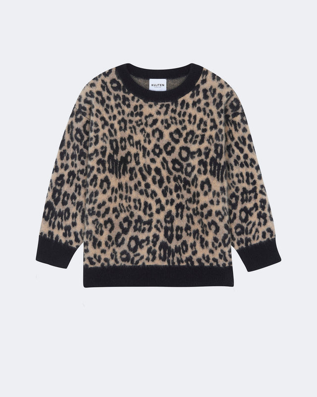 Sweater Idelisa Fluffy camel leopard - Image principale