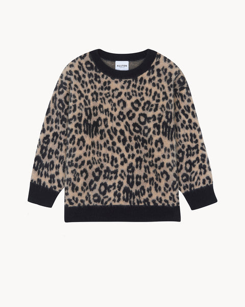 Sweater Idelisa Fluffy camel leopard - Image principale