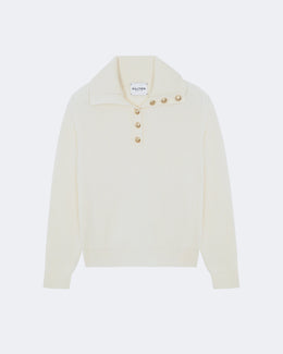 Pull en cachemire blanc pour femme - Kujten packshot