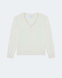 Pull en cachemire blanc pour femme - Kujten packshot